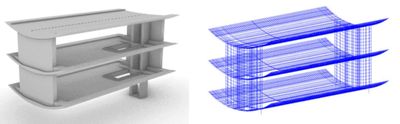 Rhino3D/Grasshopper and Midas iGen: modeling the shape of the office building and meshing it to perform structural analysis.
